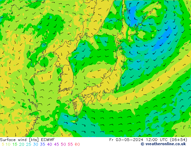 ветер 10 m ECMWF пт 03.05.2024 12 UTC