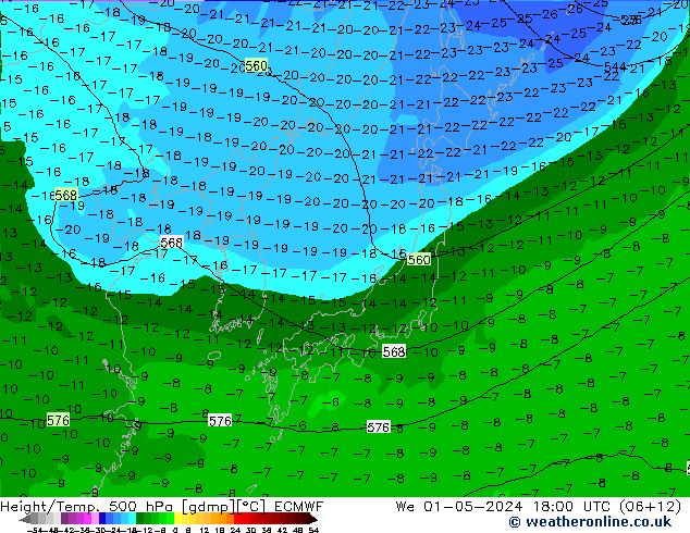 Z500/Rain (+SLP)/Z850 ECMWF We 01.05.2024 18 UTC