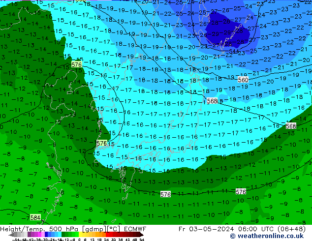 Z500/Rain (+SLP)/Z850 ECMWF Fr 03.05.2024 06 UTC