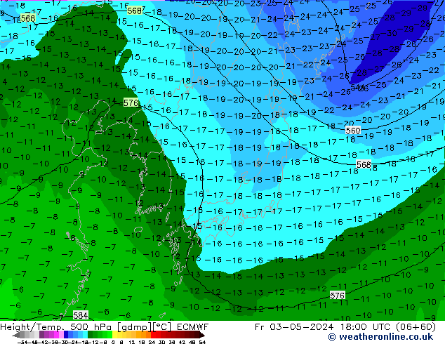 Z500/Rain (+SLP)/Z850 ECMWF Fr 03.05.2024 18 UTC