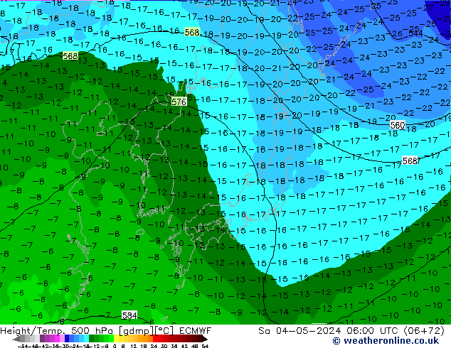 Z500/Rain (+SLP)/Z850 ECMWF sab 04.05.2024 06 UTC