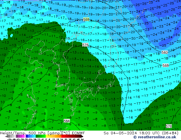 Z500/Rain (+SLP)/Z850 ECMWF sab 04.05.2024 18 UTC