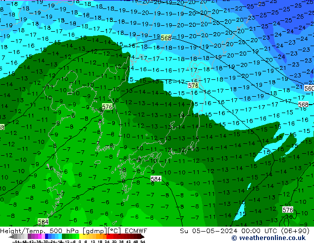 Height/Temp. 500 hPa ECMWF Su 05.05.2024 00 UTC