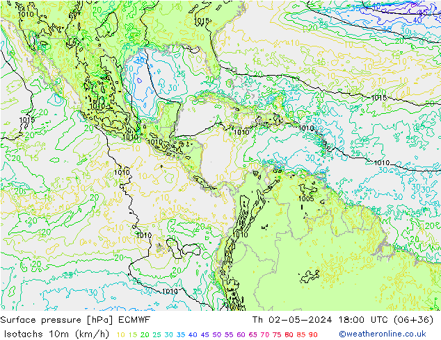 Isotachen (km/h) ECMWF Do 02.05.2024 18 UTC