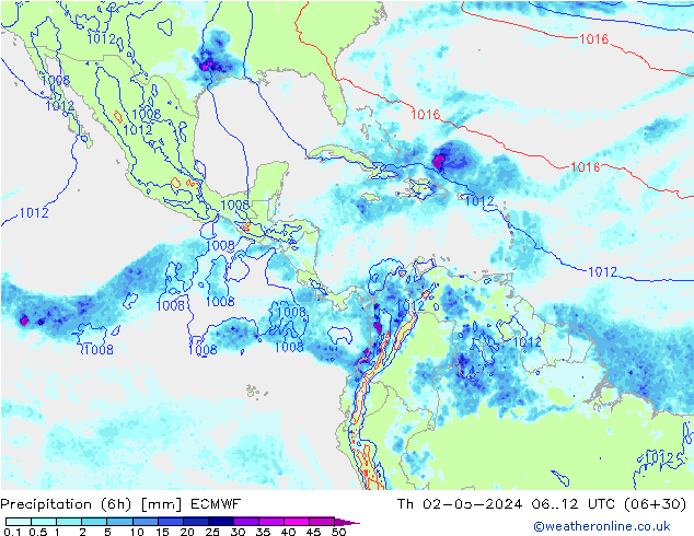 Totale neerslag (6h) ECMWF do 02.05.2024 12 UTC