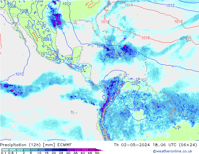 Precipitation (12h) ECMWF Th 02.05.2024 06 UTC