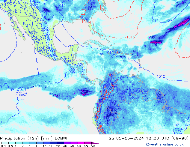 Precipitação (12h) ECMWF Dom 05.05.2024 00 UTC