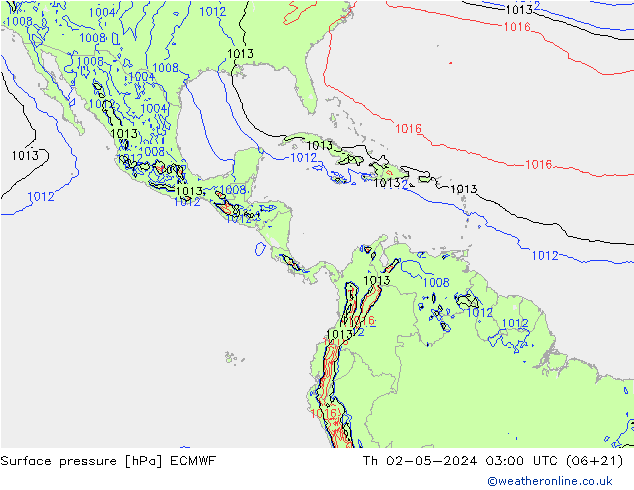 Luchtdruk (Grond) ECMWF do 02.05.2024 03 UTC