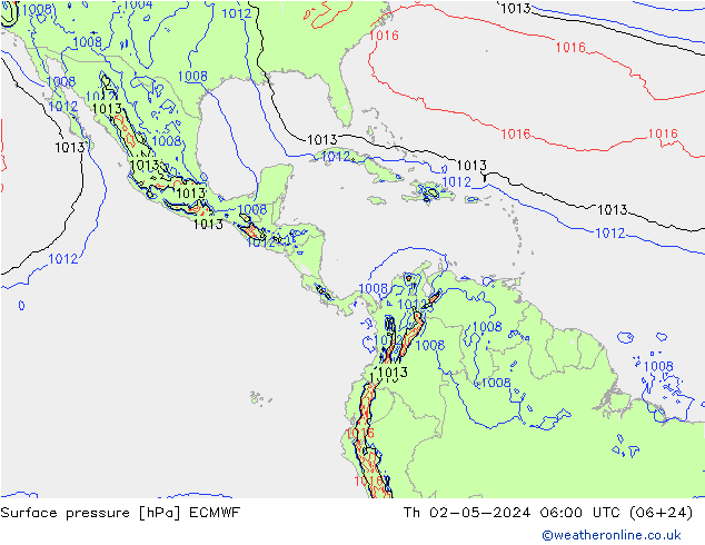 Surface pressure ECMWF Th 02.05.2024 06 UTC