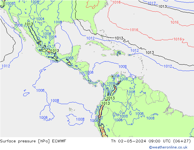 Luchtdruk (Grond) ECMWF do 02.05.2024 09 UTC