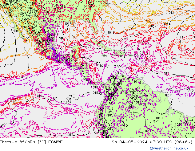 Theta-e 850hPa ECMWF za 04.05.2024 03 UTC