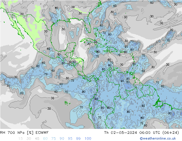 RH 700 hPa ECMWF Th 02.05.2024 06 UTC