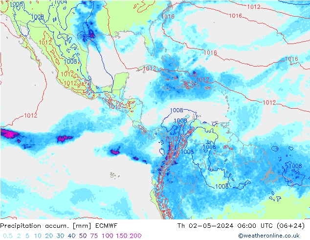 Precipitation accum. ECMWF czw. 02.05.2024 06 UTC