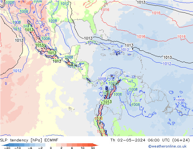 Drucktendenz ECMWF Do 02.05.2024 06 UTC