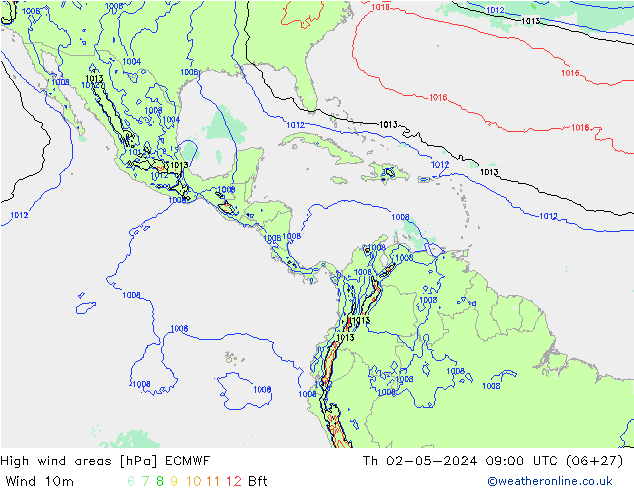 yüksek rüzgarlı alanlar ECMWF Per 02.05.2024 09 UTC