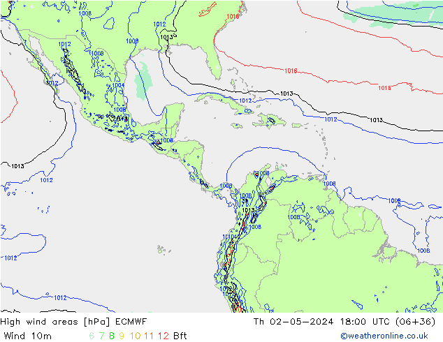 High wind areas ECMWF Th 02.05.2024 18 UTC