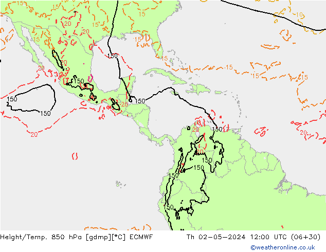 Z500/Rain (+SLP)/Z850 ECMWF  02.05.2024 12 UTC