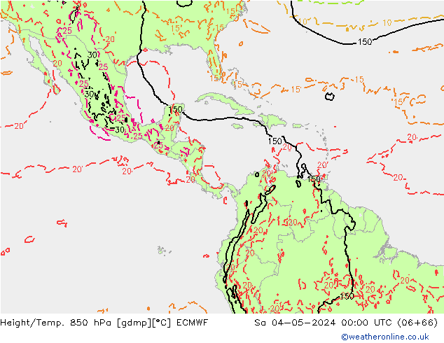 Z500/Rain (+SLP)/Z850 ECMWF sam 04.05.2024 00 UTC