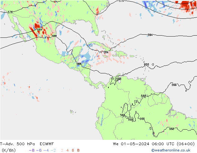 T-Adv. 500 hPa ECMWF We 01.05.2024 06 UTC