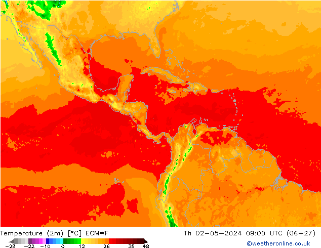 Temperatura (2m) ECMWF gio 02.05.2024 09 UTC