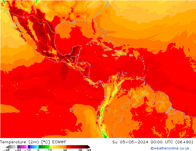 Temperaturkarte (2m) ECMWF So 05.05.2024 00 UTC