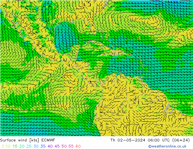 Surface wind ECMWF Th 02.05.2024 06 UTC