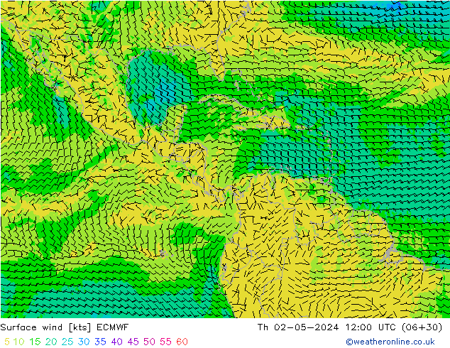 Rüzgar 10 m ECMWF Per 02.05.2024 12 UTC