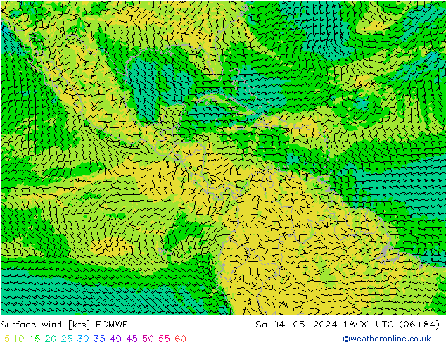 Prec 6h/Wind 10m/950 ECMWF sáb 04.05.2024 18 UTC