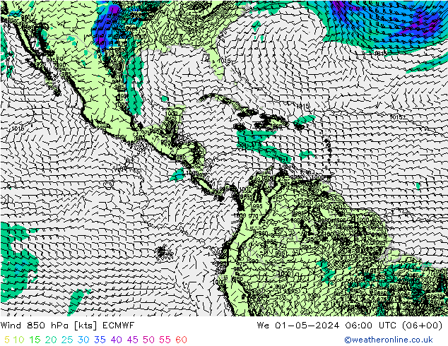 Wind 850 hPa ECMWF We 01.05.2024 06 UTC