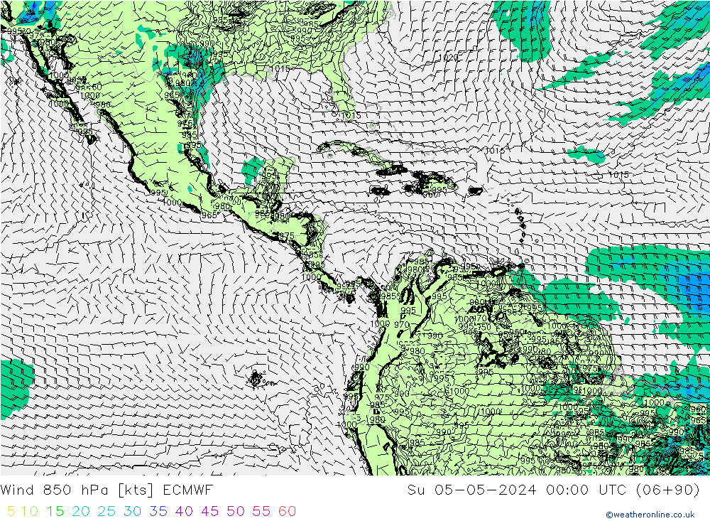 Wind 850 hPa ECMWF Su 05.05.2024 00 UTC