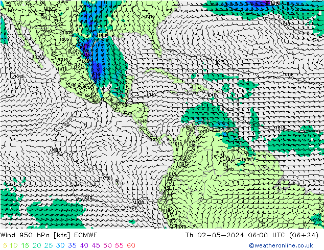 Wind 950 hPa ECMWF Th 02.05.2024 06 UTC