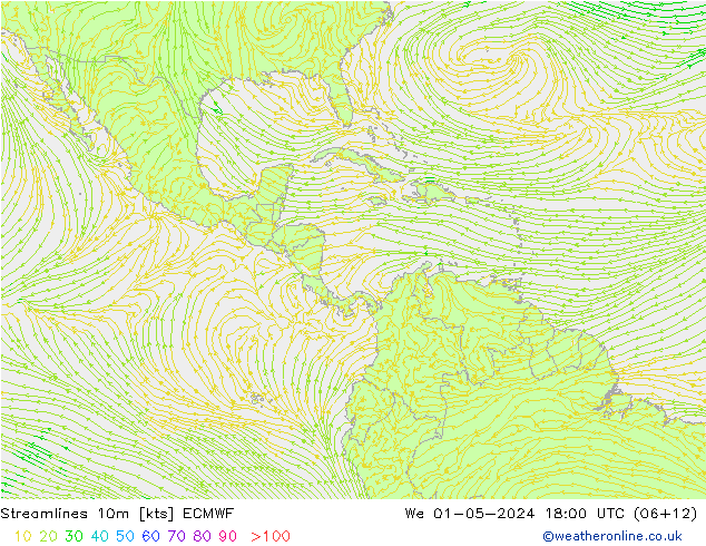 Streamlines 10m ECMWF We 01.05.2024 18 UTC