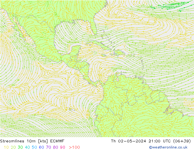 Linha de corrente 10m ECMWF Qui 02.05.2024 21 UTC