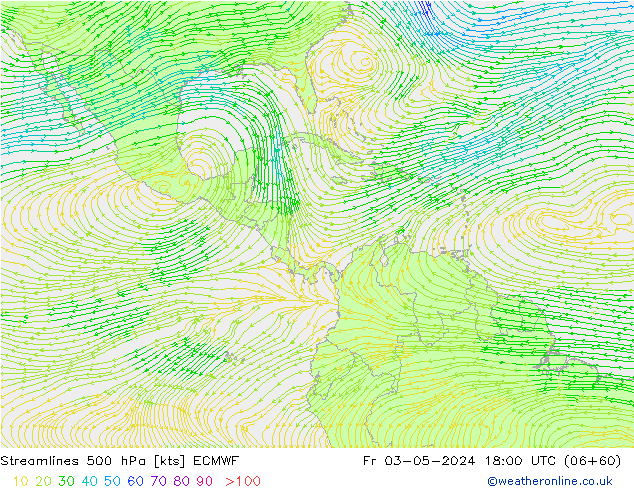 Ligne de courant 500 hPa ECMWF ven 03.05.2024 18 UTC