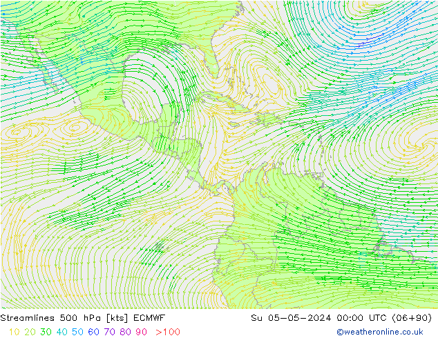 Línea de corriente 500 hPa ECMWF dom 05.05.2024 00 UTC