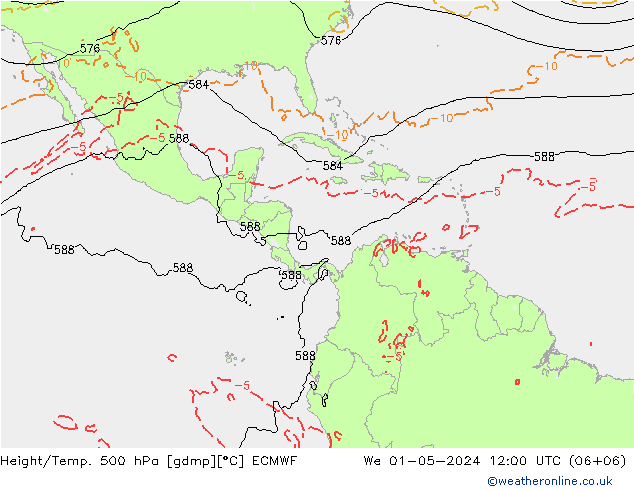 Z500/Rain (+SLP)/Z850 ECMWF  01.05.2024 12 UTC