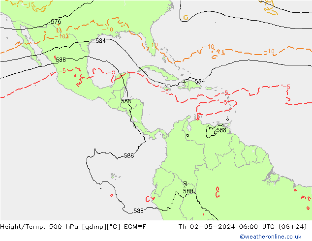 Z500/Rain (+SLP)/Z850 ECMWF jue 02.05.2024 06 UTC