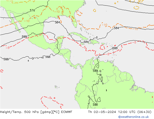 Z500/Rain (+SLP)/Z850 ECMWF Th 02.05.2024 12 UTC