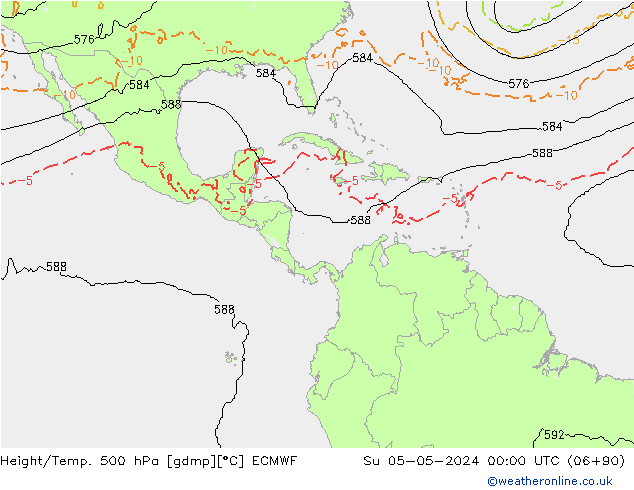 Height/Temp. 500 гПа ECMWF Вс 05.05.2024 00 UTC