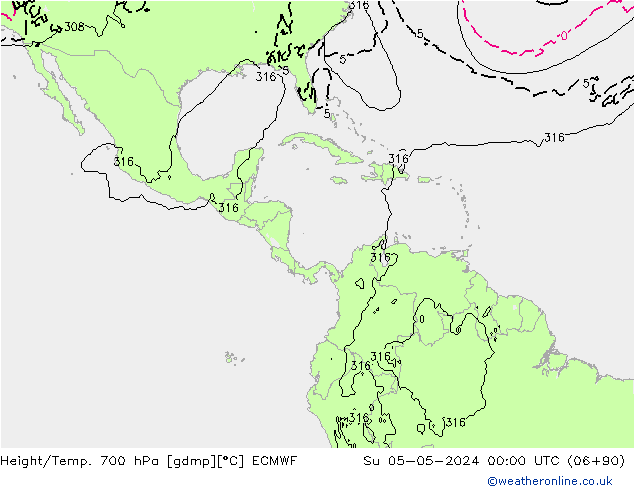 Height/Temp. 700 hPa ECMWF Su 05.05.2024 00 UTC