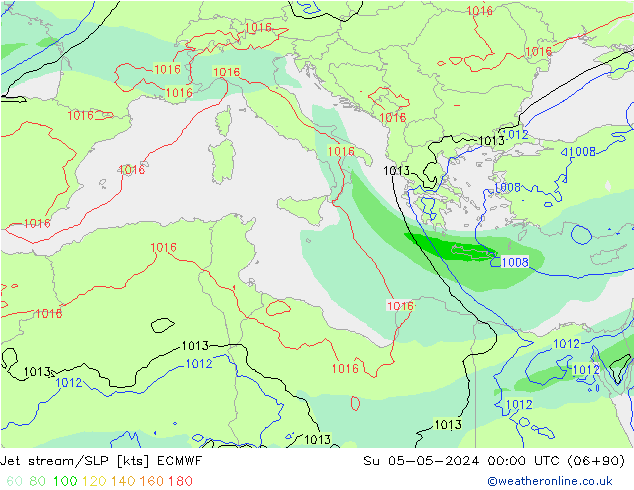 Jet stream/SLP ECMWF Su 05.05.2024 00 UTC