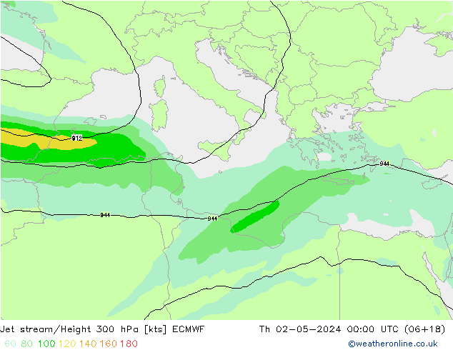 Prąd strumieniowy ECMWF czw. 02.05.2024 00 UTC