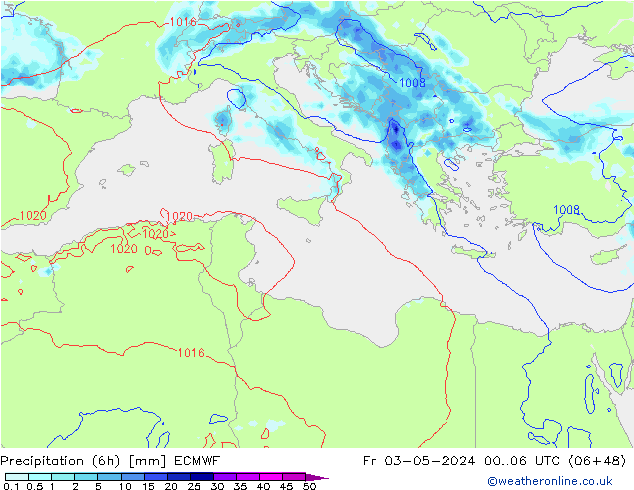 Z500/Rain (+SLP)/Z850 ECMWF Fr 03.05.2024 06 UTC