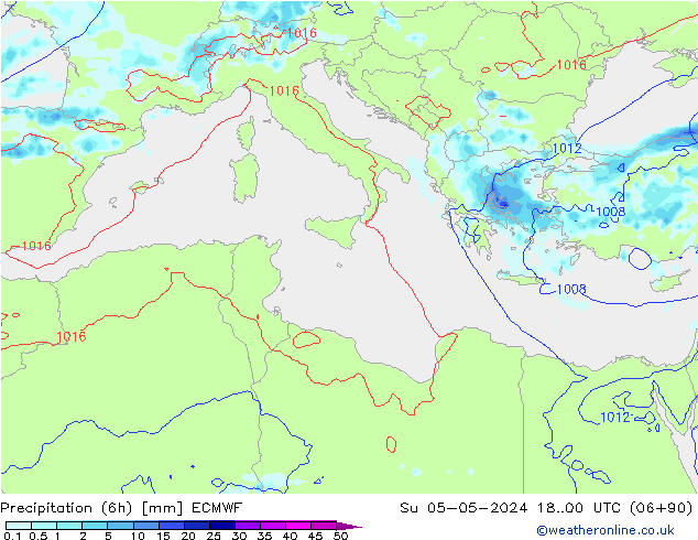 Precipitation (6h) ECMWF Su 05.05.2024 00 UTC