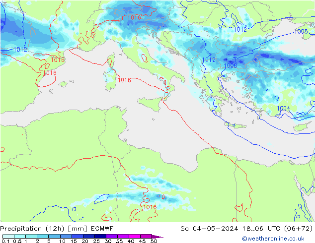 Precipitation (12h) ECMWF So 04.05.2024 06 UTC