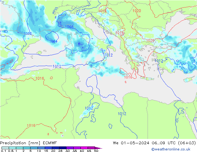 Precipitation ECMWF We 01.05.2024 09 UTC