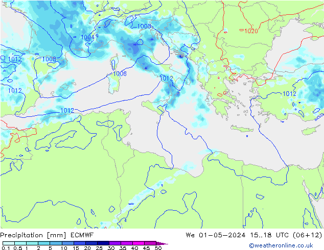 Precipitation ECMWF We 01.05.2024 18 UTC