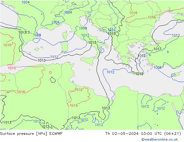 Bodendruck ECMWF Do 02.05.2024 03 UTC