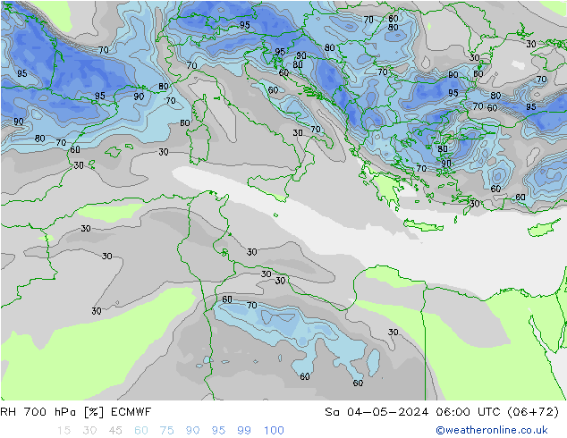 RH 700 hPa ECMWF Sa 04.05.2024 06 UTC