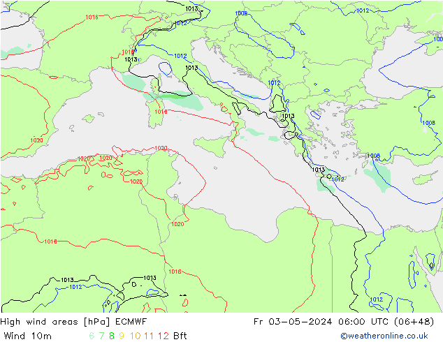 High wind areas ECMWF Sex 03.05.2024 06 UTC